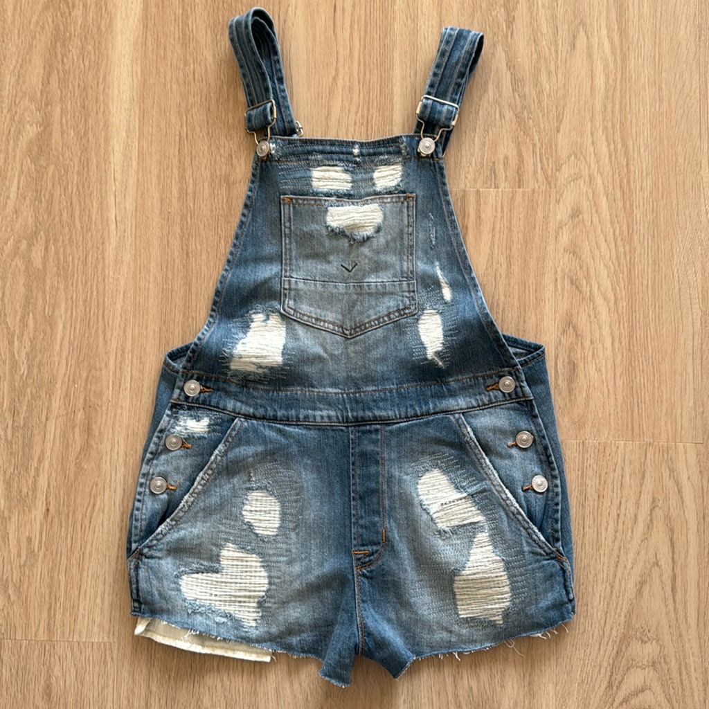 Hudson Florence Distressed Denim Short Overalls
